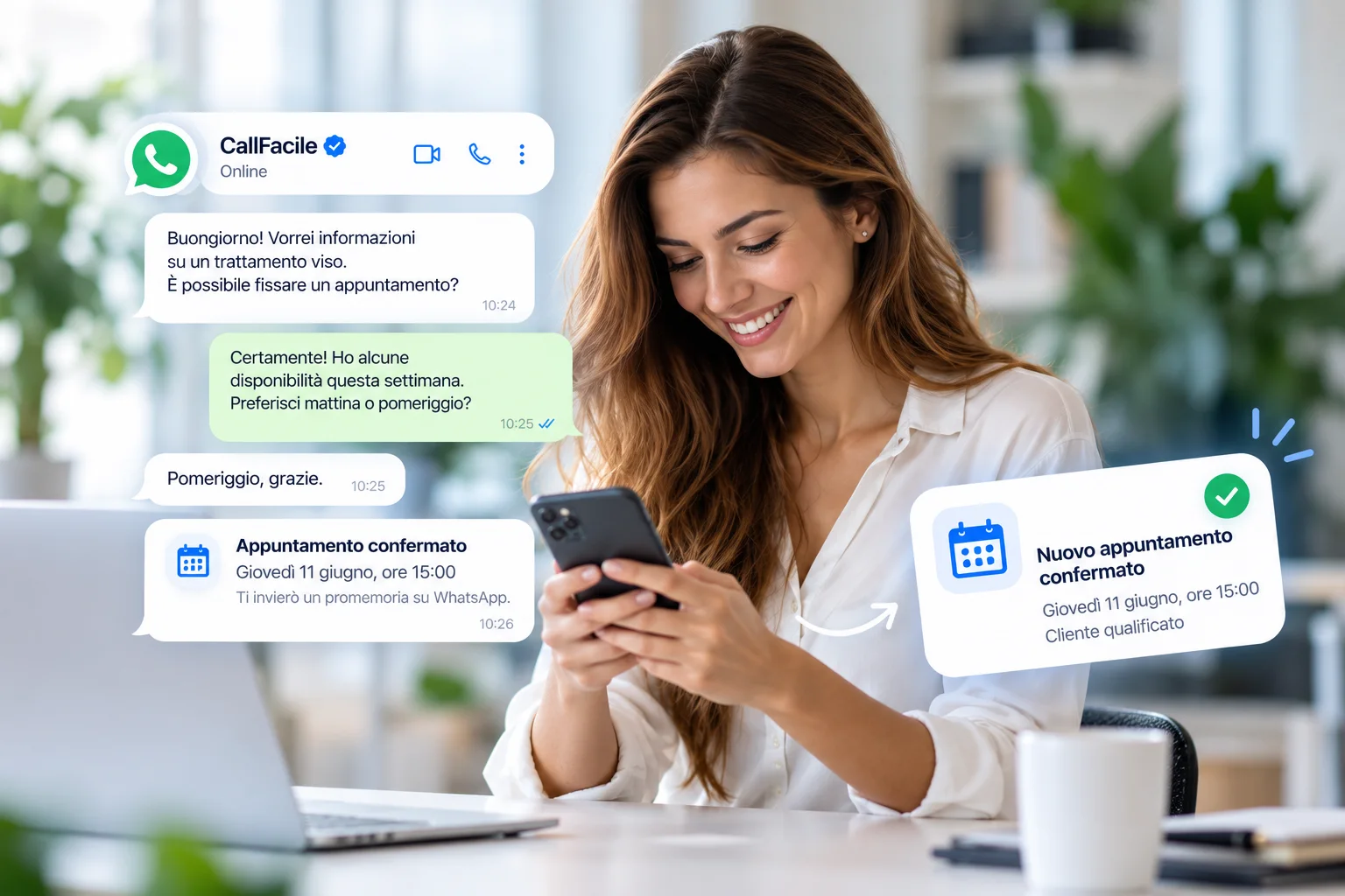 Professionista che utilizza lo smartphone mentre gestisce richieste e appuntamenti