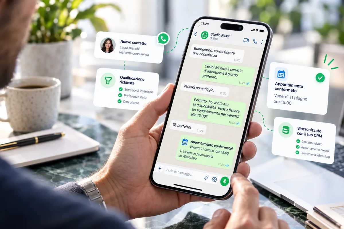 Automazione WhatsApp che qualifica una richiesta e porta il contatto verso un appuntamento
